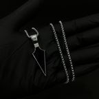 Black stone arrow pendant with chain