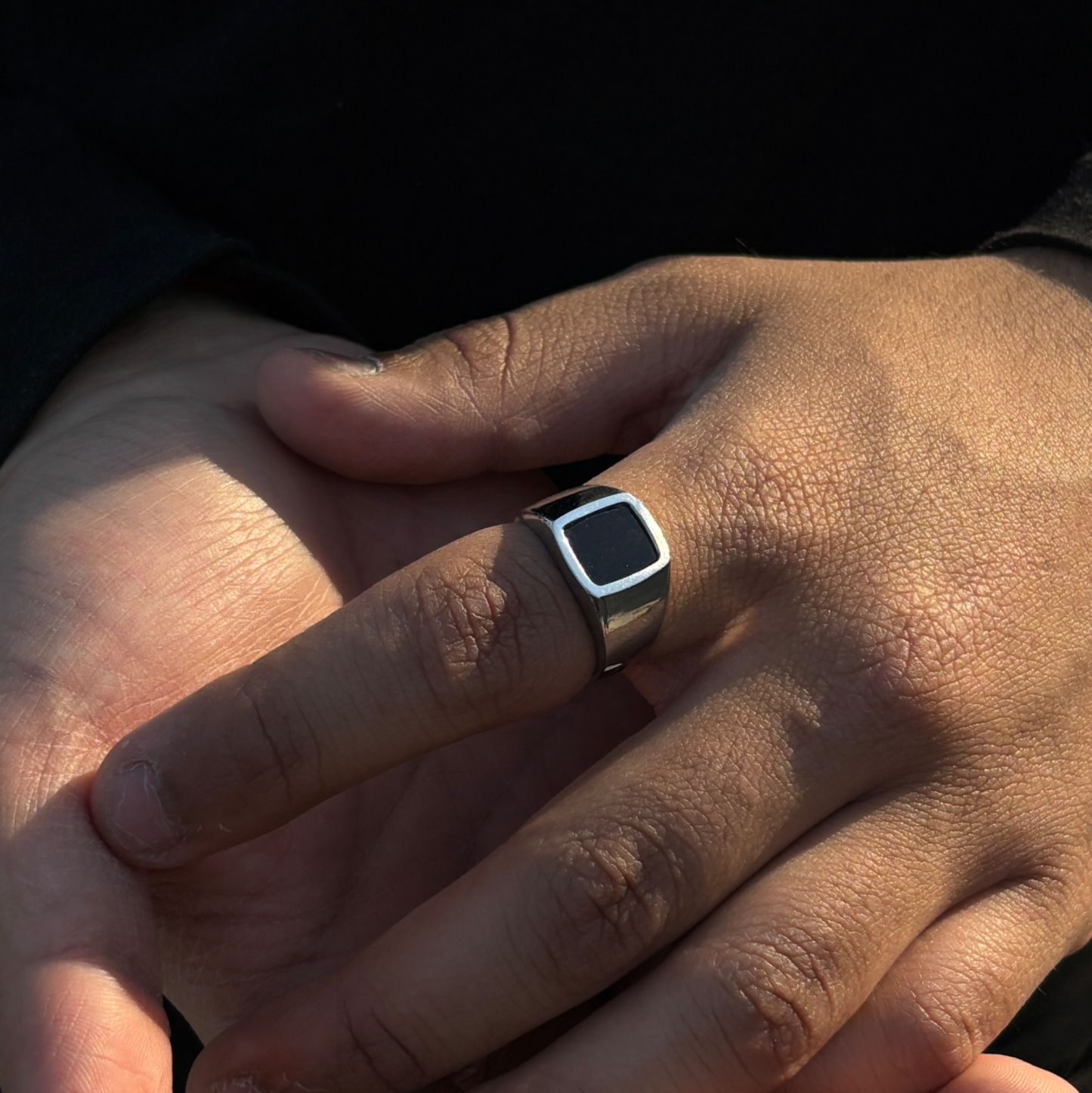 Rouft black signet ring