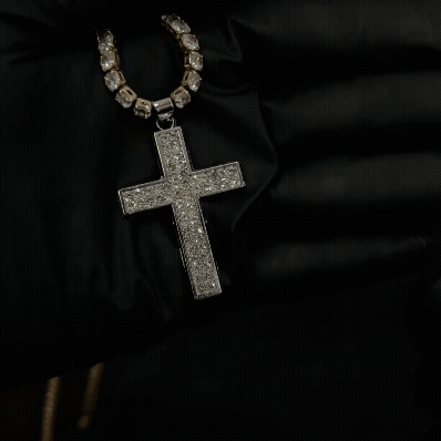 Vampire iced cross pendant with chain