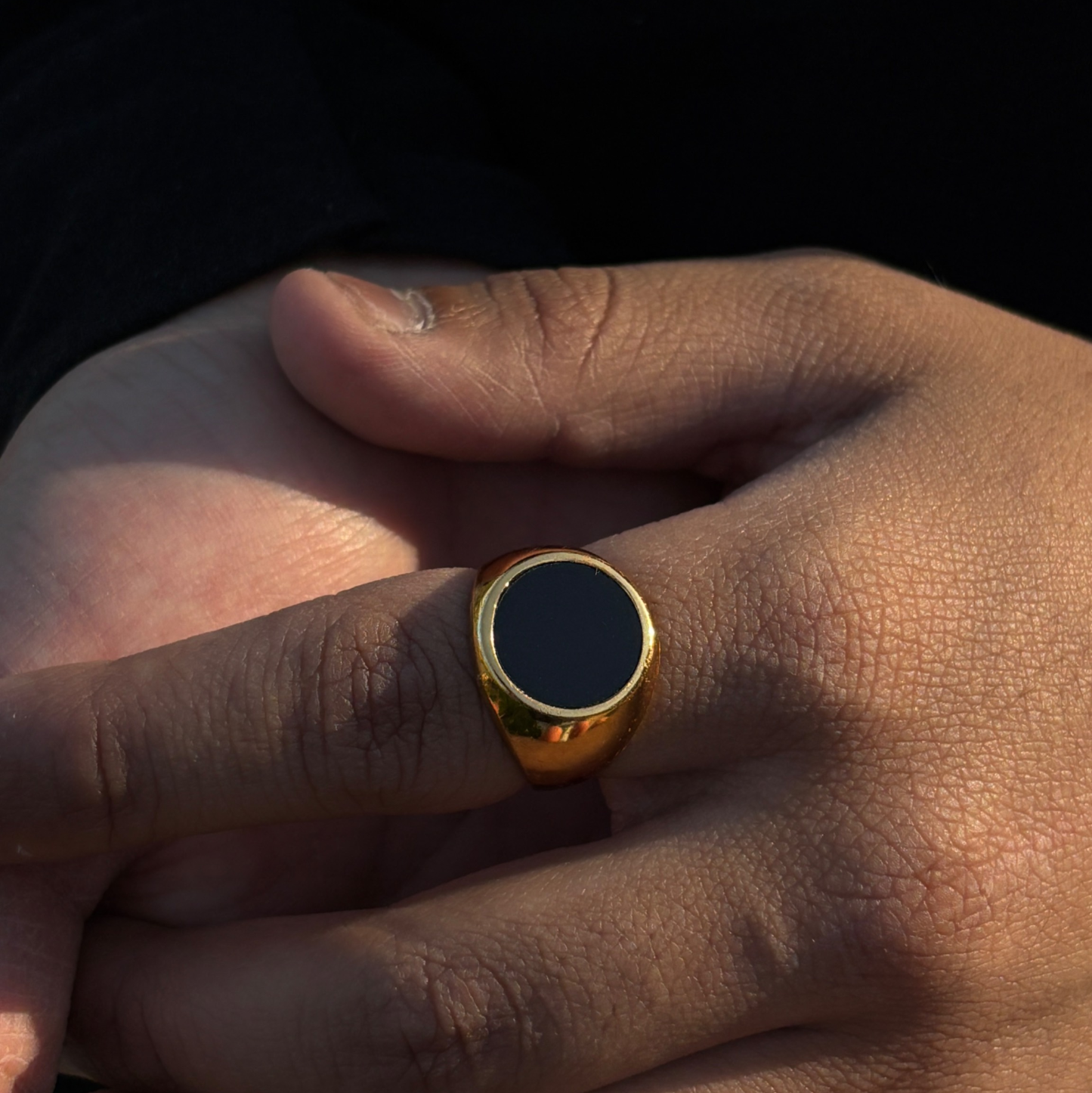 Whisp black signet ring