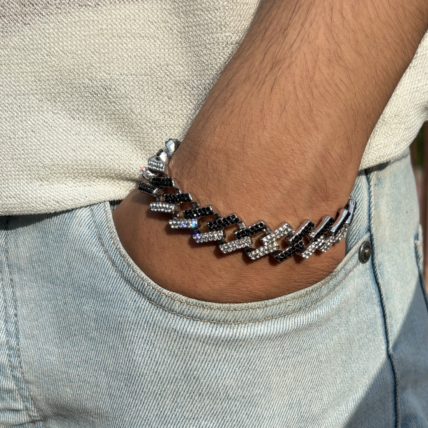 Retro iced out seek bracelet