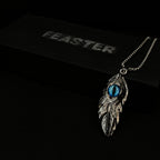 Evil eye feather pendant with chain