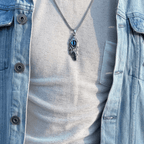 Evil eye feather pendant with chain