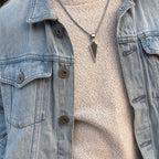 Black stone arrow pendant with chain